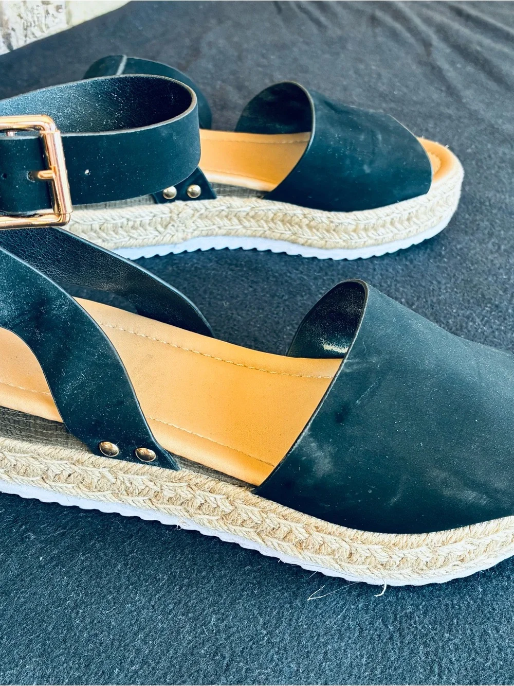 Black Espadrille Sandals with Ankle Strap